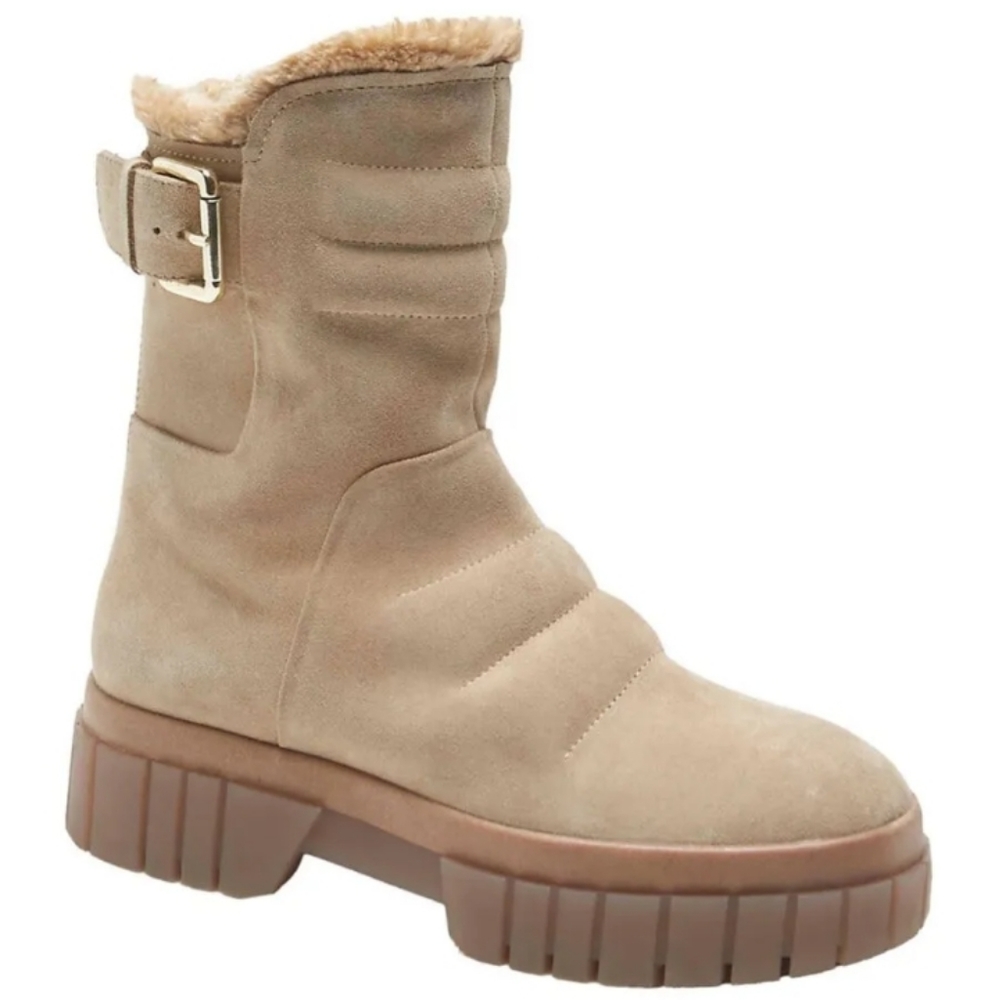 Free People Feble Faux Fur Sand-Suede Boots Size 8 M